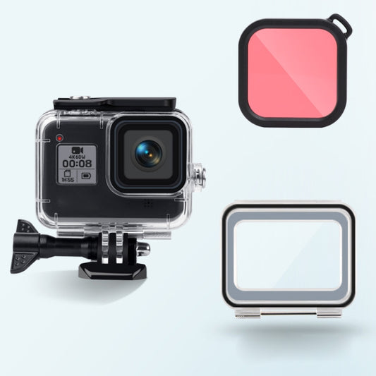 45m Waterproof Case + Touch Back Cover + Color Lens Filter for GoPro HERO8 Black (Pink) by buy2fix