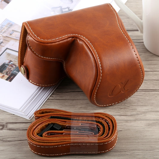 Full Body Camera PU Leather Case Bag with Strap for Sony A5100 (Brown) - Leather Bag by buy2fix | Online Shopping UK | buy2fix