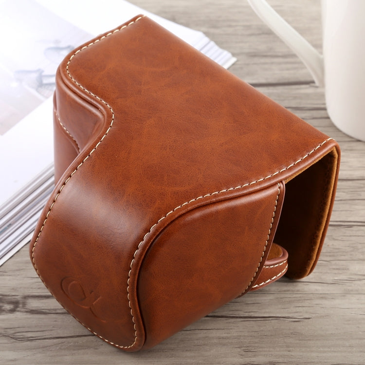 Full Body Camera PU Leather Case Bag with Strap for Sony A6300(Brown) by buy2fix