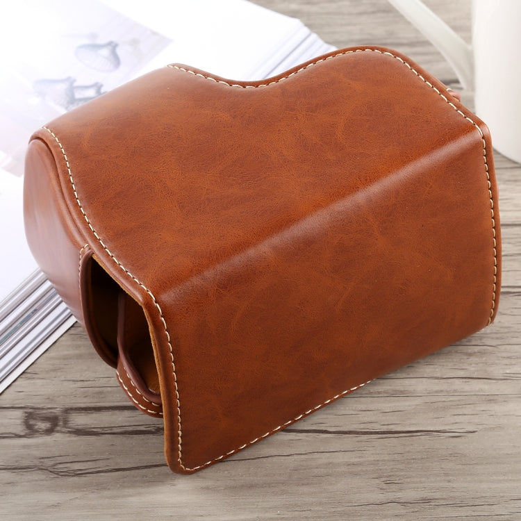 Full Body Camera PU Leather Case Bag with Strap for Sony A6300(Brown) by buy2fix