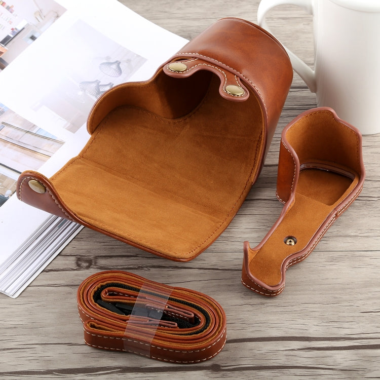 Full Body Camera PU Leather Case Bag with Strap for Sony A6300(Brown) by buy2fix