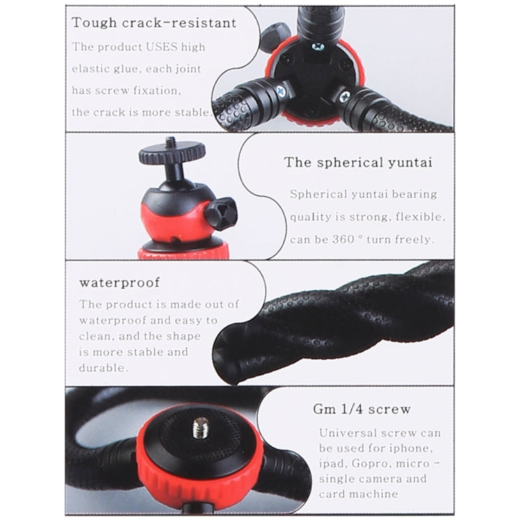 MZ305 Mini Octopus Flexible Tripod Holder with Ball Head for SLR Cameras, GoPro HERO10 Black / HERO9 Black / HERO8 Black /7 /6 /5 /5 Session /4 Session /4 /3+ /3 /2 /1, DJI Osmo Action, Xiaoyi and Other Action Cameras, Cellphone, Size:30cmx5cm - Portable Mini Tripod by buy2fix | Online Shopping UK | buy2fix