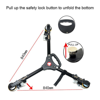 Kingjoy VX-600D Aluminium Alloy Camera Big Foot Wheel Tripod Pulley Base - Other Accessories by buy2fix | Online Shopping UK | buy2fix