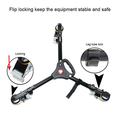 Kingjoy VX-600D Aluminium Alloy Camera Big Foot Wheel Tripod Pulley Base - Other Accessories by buy2fix | Online Shopping UK | buy2fix