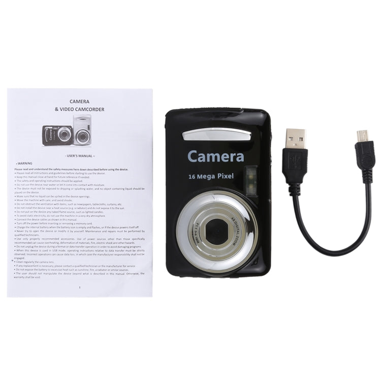 1280x720P HD 4X Digital Zoom 16.0 MP Digital Video Camera Recorder with 2.4 inch TFT Screen(Black) - Video Cameras by buy2fix | Online Shopping UK | buy2fix