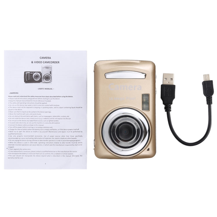 1280x720P HD 4X Digital Zoom 16.0 MP Digital Video Camera Recorder with 2.4 inch TFT Screen(Gold) - Video Cameras by buy2fix | Online Shopping UK | buy2fix