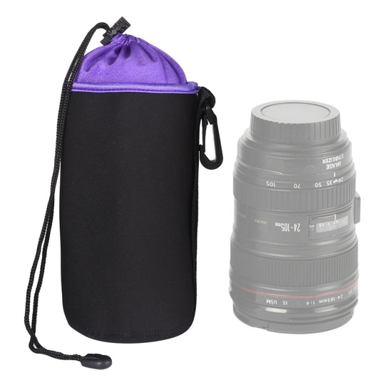 SLR Camera Lens Bag Micro Single Lens Bag Lens Inner Bile Bag Waterproof Protective Case Plus Velvet Thickening, Diameter: 10cm, Height: 18cm(Purple) by buy2fix