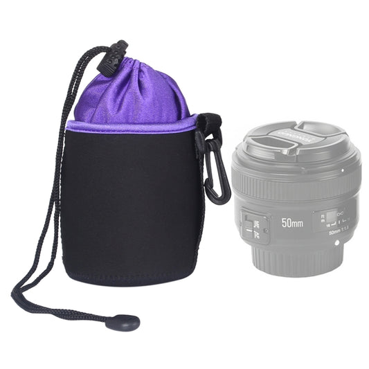 SLR Camera Lens Bag Micro Single Lens Bag Lens Inner Bile Bag Waterproof Protective Case Plus Velvet Thickening, Diameter: 8.5cm, height: 10cm(Purple) by buy2fix