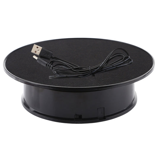 20cm 360 Degree Electric Rotating Turntable Display Stand Photography Video Shooting Props Turntable, Load 1.5kg, Powered by Battery & USB(Black) -  by buy2fix | Online Shopping UK | buy2fix
