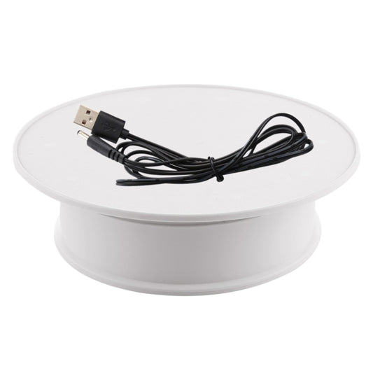 20cm 360 Degree Electric Rotating Turntable Display Stand Photography Video Shooting Props Turntable, Load 1.5kg, Powered by Battery & USB(White) -  by buy2fix | Online Shopping UK | buy2fix