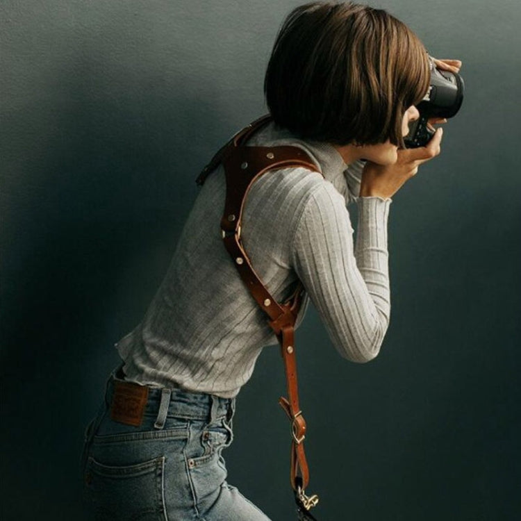 Quick Release Anti-Slip Shoulder Leather Harness Camera Strap with Metal Hook for SLR / DSLR Cameras (Left Shoulder) by buy2fix