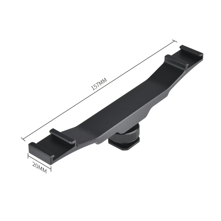 YELANGU YLG0702A Dual Cold Hot Shoe Mount Adapter Aluminum Alloy Extension Bracket (Black) - Stand Bracket by YELANGU | Online Shopping UK | buy2fix
