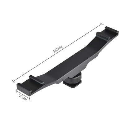 YELANGU YLG0702A Dual Cold Hot Shoe Mount Adapter Aluminum Alloy Extension Bracket (Black) - Stand Bracket by YELANGU | Online Shopping UK | buy2fix