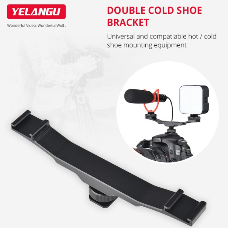YELANGU YLG0702A Dual Cold Hot Shoe Mount Adapter Aluminum Alloy Extension Bracket (Black) - Stand Bracket by YELANGU | Online Shopping UK | buy2fix