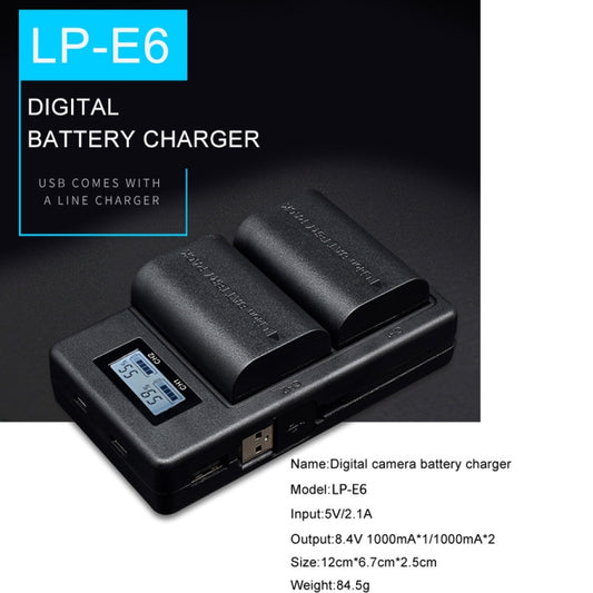 LP-E6 Digital Camera SLR Battery Digital LCD Charger for Canon Series - Battery USB Charger by buy2fix | Online Shopping UK | buy2fix