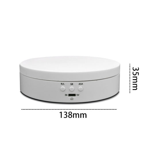 13.8cm USB Charging Smart 360 Degree Rotating Turntable Display Stand Video Shooting Props Turntable for Photography, Load 3kg(White) -  by buy2fix | Online Shopping UK | buy2fix