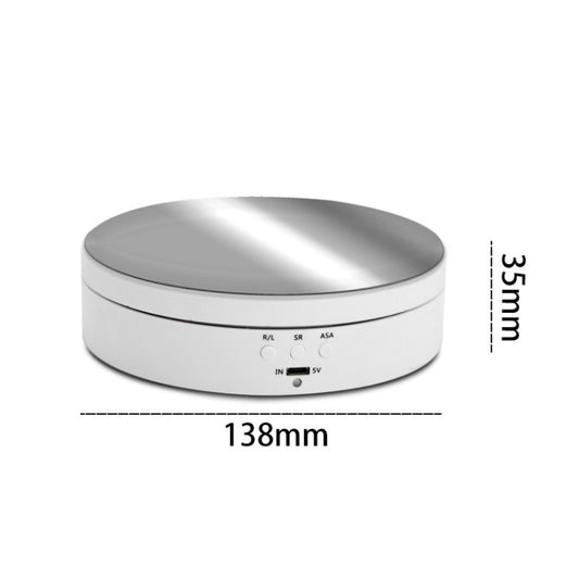 13.8cm Mirror Style USB Charging Smart 360 Degree Rotating Turntable Display Stand Video Shooting Props Turntable for Photography, Load 3kg(White) -  by buy2fix | Online Shopping UK | buy2fix