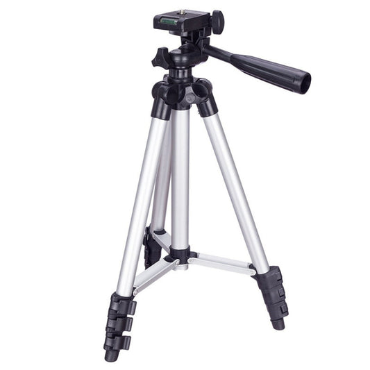 3120 Live Broadcast Tripod 4-Section Folding Legs Aluminum Alloy Tripod Mount with U-Shape Three-Dimensional Tripod Head for DSLR & Digital Camera, Adjustable Height: 34-103cm(Silver) - Tripods by buy2fix | Online Shopping UK | buy2fix