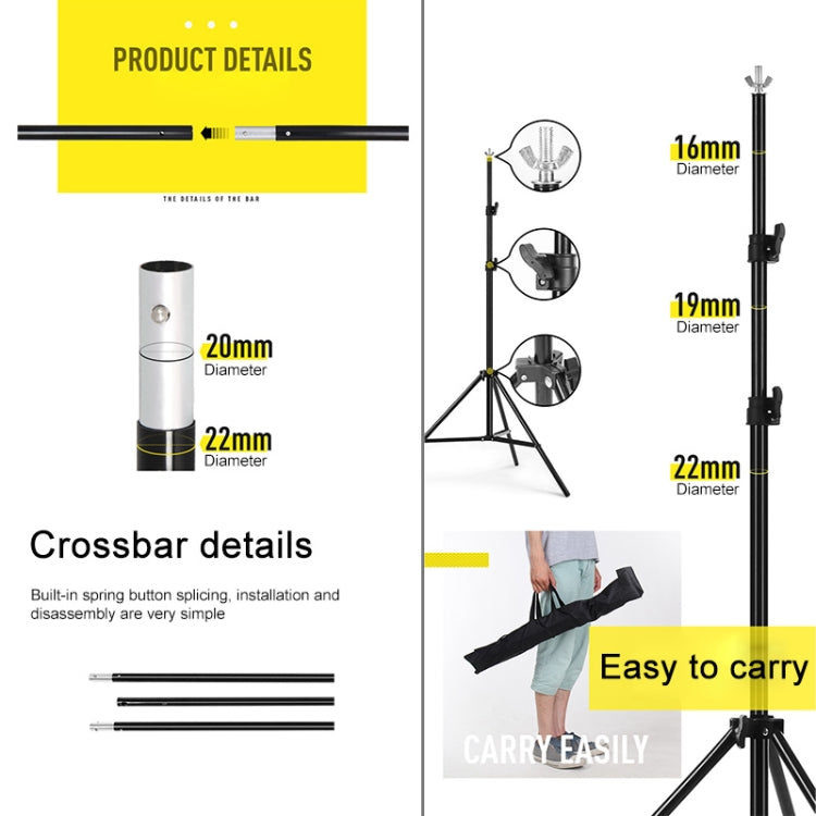 200x200cm Photo Studio Background Support Stand Backdrop Crossbar Bracket Kit - Support Stands by buy2fix | Online Shopping UK | buy2fix
