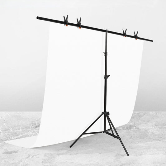 200x200cm T-Shape Photo Studio Background Support Stand Backdrop Crossbar Bracket Kit with Clips, No Backdrop - Support Stands by buy2fix | Online Shopping UK | buy2fix