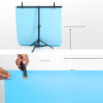 70x200cm T-Shape Photo Studio Background Support Stand Backdrop Crossbar Bracket Kit with Clips, No Backdrop - Support Stands by buy2fix | Online Shopping UK | buy2fix