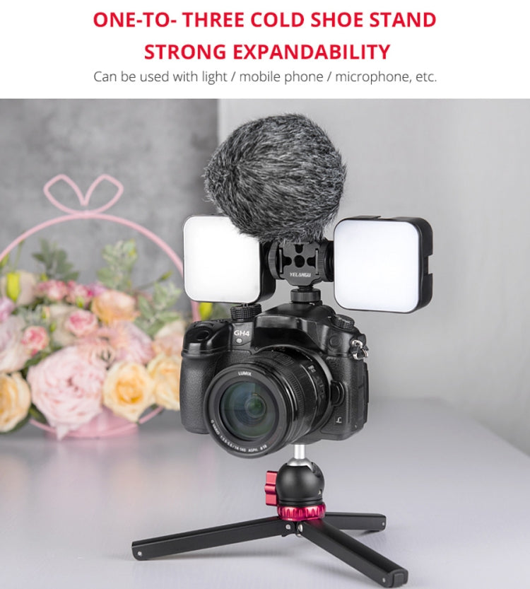 YELANGU YLG0601A A68 3-Head Cold Shoe Mount Adapter Microphone Flash Light Metal Holder Bracket(Black) - Tripod Heads by YELANGU | Online Shopping UK | buy2fix