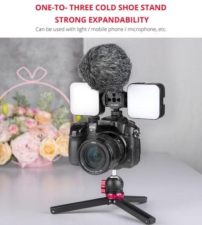 YELANGU YLG0601A A68 3-Head Cold Shoe Mount Adapter Microphone Flash Light Metal Holder Bracket(Black) - Tripod Heads by YELANGU | Online Shopping UK | buy2fix