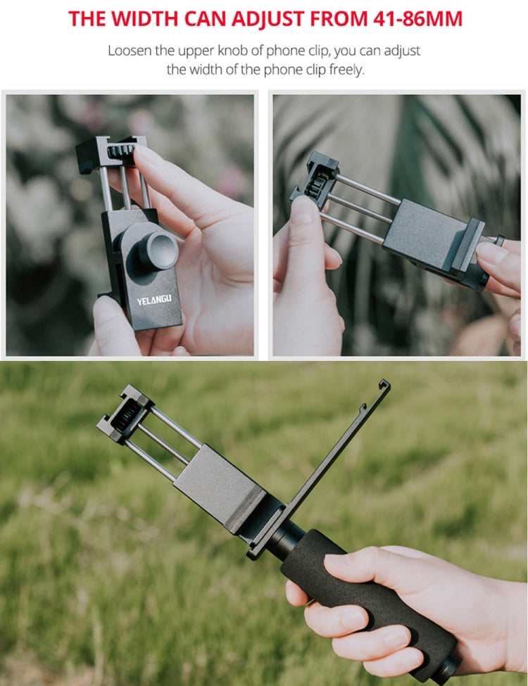 YELANGU PC08 YLG0117A Handheld Grip Holder Bracket with Mobile Phone Metal Clamp (Black) - Hand Held Monopod by YELANGU | Online Shopping UK | buy2fix