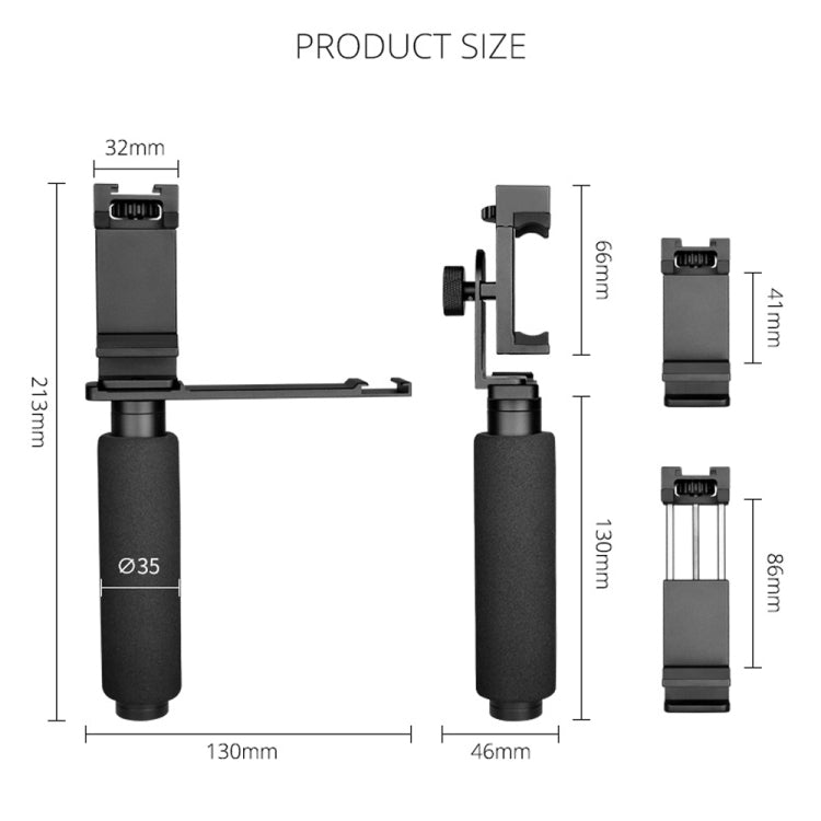 YELANGU PC08 YLG0117A Handheld Grip Holder Bracket with Mobile Phone Metal Clamp (Black) - Hand Held Monopod by YELANGU | Online Shopping UK | buy2fix