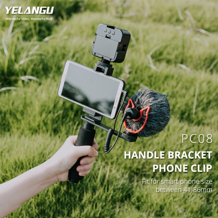 YELANGU PC08 YLG0117A Handheld Grip Holder Bracket with Mobile Phone Metal Clamp (Black) - Hand Held Monopod by YELANGU | Online Shopping UK | buy2fix