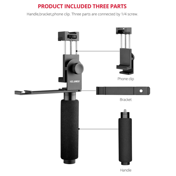 YELANGU PC08 YLG0117A Handheld Grip Holder Bracket with Mobile Phone Metal Clamp (Black) - Hand Held Monopod by YELANGU | Online Shopping UK | buy2fix