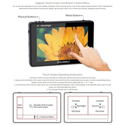 FEELWORLD LUT7 1920x1200 2200 nits 7 inch IPS Screen HDMI 4K Touch Screen Camera Field Monitor - On-camera Monitors by FEELWORLD | Online Shopping UK | buy2fix