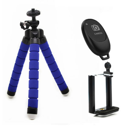 Mini Octopus Flexible Foam Tripod Holder with Phone Clamp & Remote Control (Blue) - Stand by buy2fix | Online Shopping UK | buy2fix