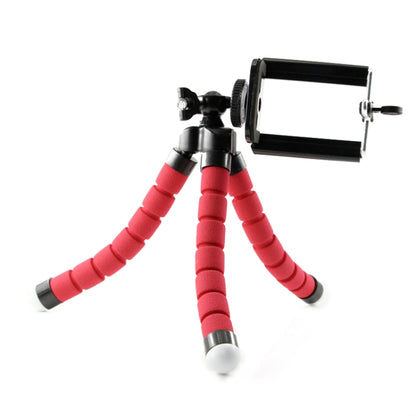 Mini Octopus Flexible Foam Tripod Holder with Phone Clamp & Remote Control (Red) - Stand by buy2fix | Online Shopping UK | buy2fix