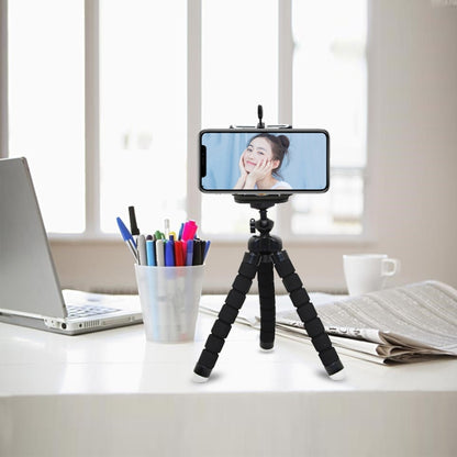 Mini Octopus Flexible Foam Tripod Holder with Phone Clamp & Remote Control(Black) - Stand by buy2fix | Online Shopping UK | buy2fix