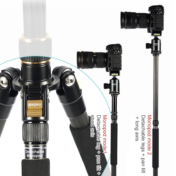 TRIOPO 853 Adjustable Portable Carbon Fiber Tripod with D2-A Ball Head for SLR Camera - Tripods by TRIOPO | Online Shopping UK | buy2fix