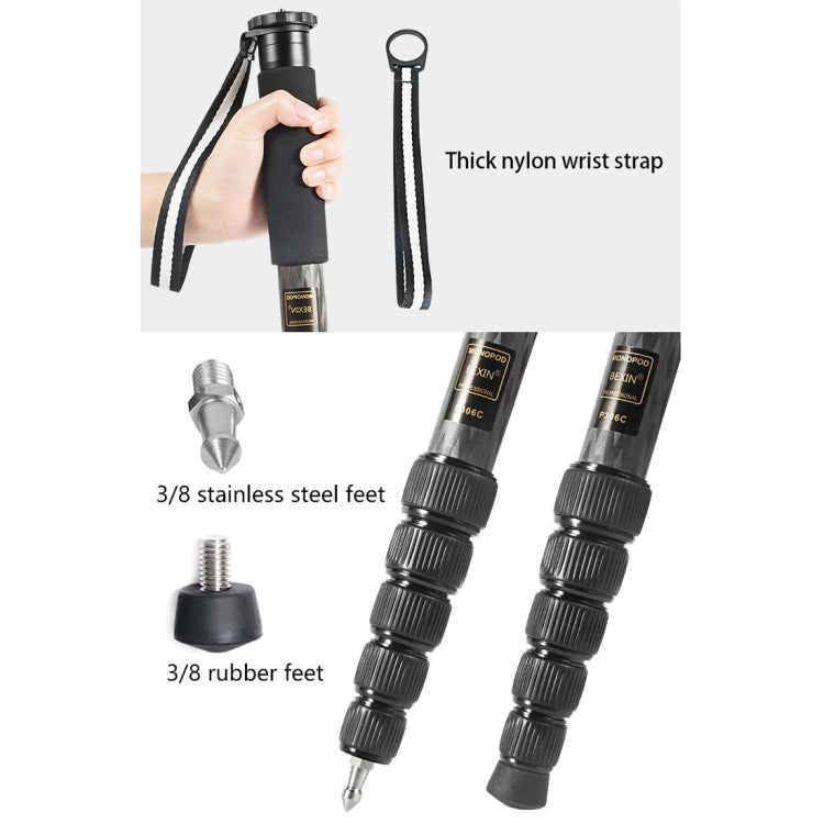 BEXIN P306C Portable Travel Outdoor DSLR Camera Carbon Fiber Monopod Holder (Black) - Monopods by BEXIN | Online Shopping UK | buy2fix