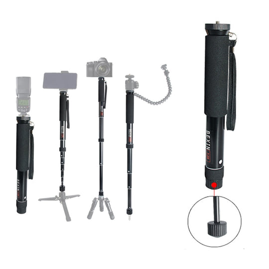 BEXIN P308 Support monopode en alliage d'aluminium pour appareil photo reflex numérique extérieur de voyage portable (noir)