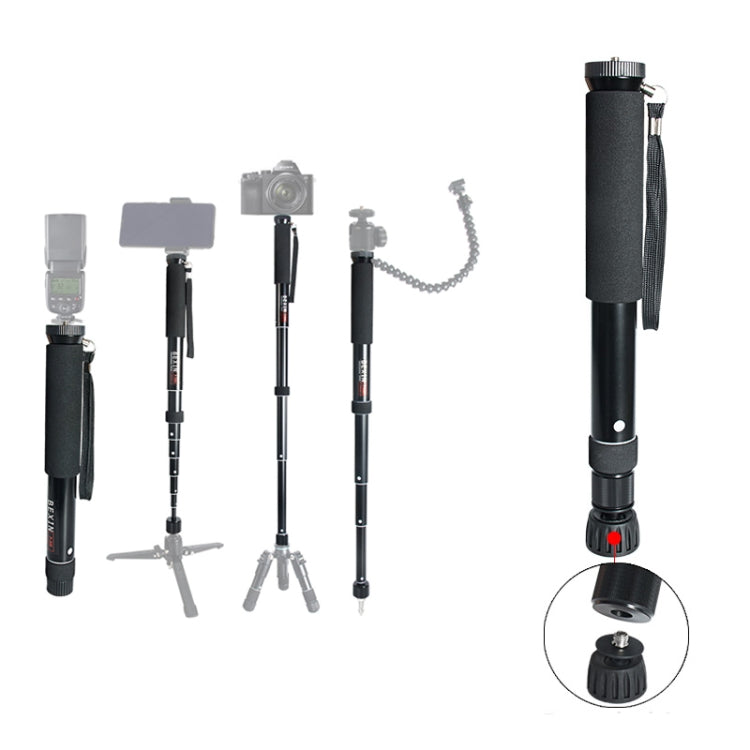 BEXIN P308B Portable Travel Outdoor DSLR Camera Aluminum Alloy Monopod Holder (Black) - Monopods by BEXIN | Online Shopping UK | buy2fix