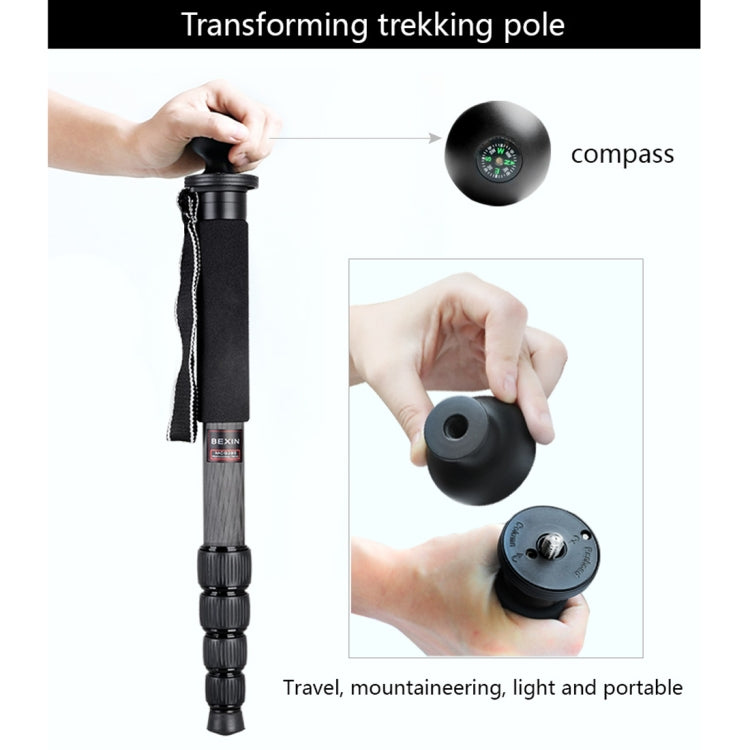 BEXIN MCS285 Portable Travel Outdoor DSLR Camera Carbon Fiber Monopod Holder (Black) - Monopods by BEXIN | Online Shopping UK | buy2fix
