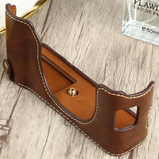 1/4 inch Thread PU Leather Camera Half Case Base for FUJIFILM X100V (Coffee) - Half Case by buy2fix | Online Shopping UK | buy2fix