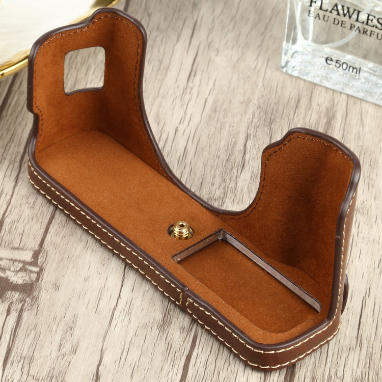1/4 inch Thread PU Leather Camera Half Case Base for FUJIFILM X100V (Coffee) - Half Case by buy2fix | Online Shopping UK | buy2fix