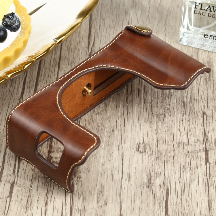 1/4 inch Thread PU Leather Camera Half Case Base for FUJIFILM X100V (Coffee) - Half Case by buy2fix | Online Shopping UK | buy2fix