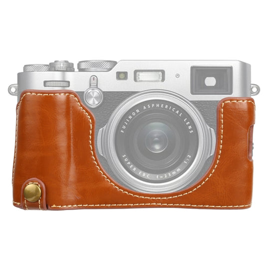 1/4 inch Thread PU Leather Camera Half Case Base for FUJIFILM X100V (Brown) - Half Case by buy2fix | Online Shopping UK | buy2fix