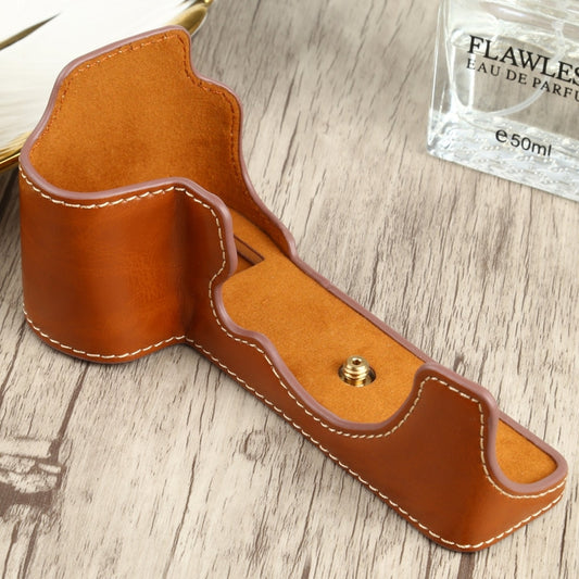 1/4 inch Thread PU Leather Camera Half Case Base for FUJIFILM X-S10 (Brown) - Half Case by buy2fix | Online Shopping UK | buy2fix