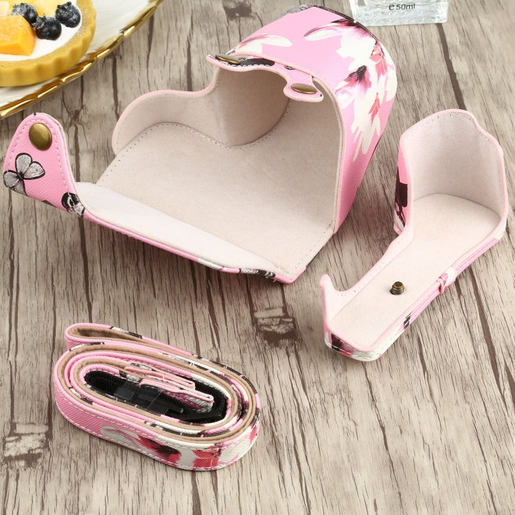 Flower Pattern PU Leather Camera Case for Sony A6000 / A6300 / A6400 / Nex 6 (Pink) by buy2fix