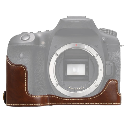 1/4 inch Thread PU Leather Camera Half Case Base for Canon EOS 90D (Coffee) - Half Case by buy2fix | Online Shopping UK | buy2fix