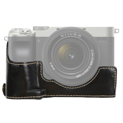 1/4 inch Thread PU Leather Camera Half Case Base for Sony ILCE-7C/A7C (Black) - Half Case by buy2fix | Online Shopping UK | buy2fix