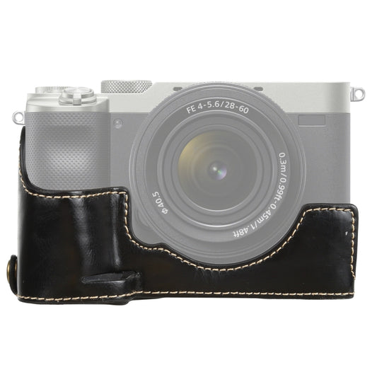 1/4 inch Thread PU Leather Camera Half Case Base for Sony ILCE-7C/A7C (Black) - Half Case by buy2fix | Online Shopping UK | buy2fix