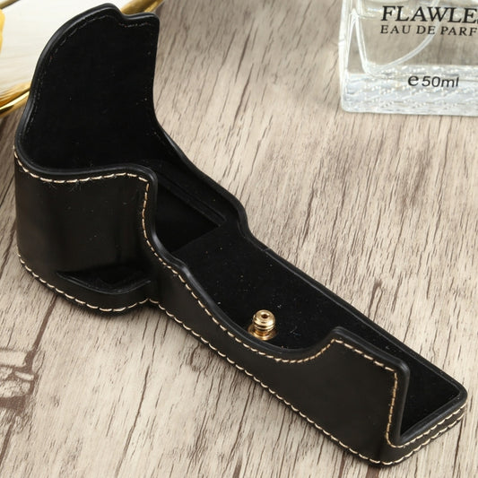 1/4 inch Thread PU Leather Camera Half Case Base for Sony ILCE-7C/A7C (Black) - Half Case by buy2fix | Online Shopping UK | buy2fix